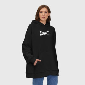 Худи SuperOversize хлопок с принтом DMC (НА СПИНЕ) в Рязани, 70% хлопок, 30% полиэстер, мягкий начес внутри | карман-кенгуру, эластичная резинка на манжетах и по нижней кромке, двухслойный капюшон
 | dante | devil may cry | devil may cry 5 | dmc | game | hell | play | sword | ад | данте | игры | компьютерные игры 2019 | меч