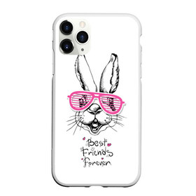 Чехол для iPhone 11 Pro матовый с принтом Best Friends Forever в Рязани, Силикон |  | animal | best friends | forever | hare | hearts | love | rabbit | белый | графика | друзья | животное | заяц | искусство | картинка | кролик | крутой | лучшие | лучший | любоввь | модный | навсегда | очки | полосатые | рисунок