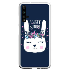 Чехол для Honor 20 с принтом Sweet bunny в Рязани, Силикон | Область печати: задняя сторона чехла, без боковых панелей | Тематика изображения на принте: art | creat | drawing | graphics | picture | белый | влюбленный | графика | день святого валентина | заяц | зеленый | искусство | картинка | кролик | крутой | лучший | любовь | модный | подарок | праздник | пушистый