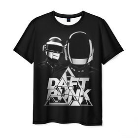 Мужская футболка 3D с принтом Daft Punk в Рязани, 100% полиэфир | прямой крой, круглый вырез горловины, длина до линии бедер | daft punk | electronic | house | human | music | robot | дафт панк | музыка | синти поп | хаус | электроника