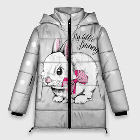 Женская зимняя куртка 3D с принтом My little Bunny в Рязани, верх — 100% полиэстер; подкладка — 100% полиэстер; утеплитель — 100% полиэстер | длина ниже бедра, силуэт Оверсайз. Есть воротник-стойка, отстегивающийся капюшон и ветрозащитная планка. 

Боковые карманы с листочкой на кнопках и внутренний карман на молнии | art | best | cool | creativity | drawing | graphics | phonthasia | picture | trend | бант | белый | графика | животное | зайченок | зайчик | искусство | картинка | кролик | крутой | лучший | маленький | милый | модный | мой | пушистый