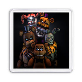 Магнит 55*55 с принтом Five Nights at Freddy`s в Рязани, Пластик | Размер: 65*65 мм; Размер печати: 55*55 мм | five nights at freddy s | game | horror | игры | механические куклы | ночь | охранник | пять ночей у фредди | светящиеся глаза | ужас