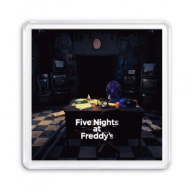 Магнит 55*55 с принтом Five Nights at Freddy`s в Рязани, Пластик | Размер: 65*65 мм; Размер печати: 55*55 мм | five nights at freddy s | game | horror | игры | механические куклы | ночь | охранник | пять ночей у фредди | светящиеся глаза | ужас