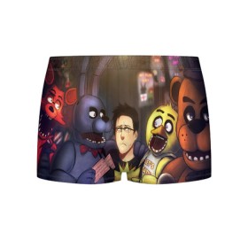 Мужские трусы 3D с принтом Five Nights at Freddy`s в Рязани, 50% хлопок, 50% полиэстер | классическая посадка, на поясе мягкая тканевая резинка | five nights at freddy s | game | horror | игры | механические куклы | ночь | охранник | пять ночей у фредди | светящиеся глаза | ужас