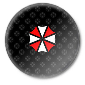 Значок с принтом UMBRELLA CORP в Рязани,  металл | круглая форма, металлическая застежка в виде булавки | Тематика изображения на принте: ada wong | biohazard | leon | nemesis | project resistance | raccoon city | re | re3 | resident evil | resident evil 3 | rpd | stars | umbrella | ада вонг | амбрелла | немезис | ужасы