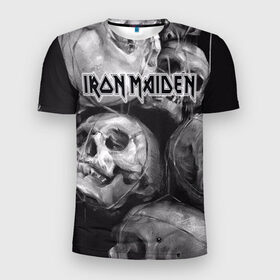 Мужская футболка 3D спортивная с принтом Iron Maiden в Рязани, 100% полиэстер с улучшенными характеристиками | приталенный силуэт, круглая горловина, широкие плечи, сужается к линии бедра | Тематика изображения на принте: бас | британия | брюс дикинсон | гитара | группа | дева | железная | метал | нико макбрэйн | рок | стив харрис | хеви | яник герс