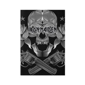 Обложка для паспорта матовая кожа с принтом Iron Maiden в Рязани, натуральная матовая кожа | размер 19,3 х 13,7 см; прозрачные пластиковые крепления | бас | британия | брюс дикинсон | гитара | группа | дева | железная | метал | нико макбрэйн | рок | стив харрис | хеви | яник герс