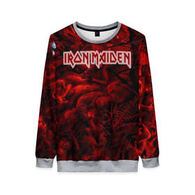 Женский свитшот 3D с принтом Iron Maiden в Рязани, 100% полиэстер с мягким внутренним слоем | круглый вырез горловины, мягкая резинка на манжетах и поясе, свободная посадка по фигуре | бас | британия | брюс дикинсон | гитара | группа | дева | железная | метал | нико макбрэйн | рок | стив харрис | хеви | яник герс