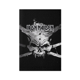 Обложка для паспорта матовая кожа с принтом Iron Maiden в Рязани, натуральная матовая кожа | размер 19,3 х 13,7 см; прозрачные пластиковые крепления | бас | британия | брюс дикинсон | гитара | группа | дева | железная | метал | нико макбрэйн | рок | стив харрис | хеви | яник герс