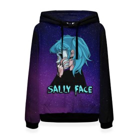 Женская толстовка 3D с принтом Sally Face в Рязани, 100% полиэстер  | двухслойный капюшон со шнурком для регулировки, мягкие манжеты на рукавах и по низу толстовки, спереди карман-кенгуру с мягким внутренним слоем. | sally face | игра | компьютерная игра | лицо | маска | протез | салли фейс | школа | шрамы