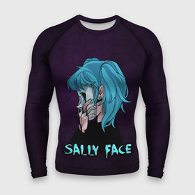 Мужской рашгард 3D с принтом Sally Face в Рязани,  |  | sally face | игра | компьютерная игра | лицо | маска | протез | салли фейс | школа | шрамы