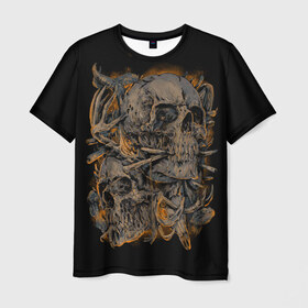 Мужская футболка 3D с принтом Черепа в Рязани, 100% полиэфир | прямой крой, круглый вырез горловины, длина до линии бедер | dead | demon | devil | executioner | punisher | rap | rock | satan | skull | swag | каратель | палач | скелет | череп