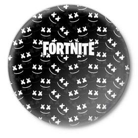 Значок с принтом FORTNITE x MARSHMELLO в Рязани,  металл | круглая форма, металлическая застежка в виде булавки | 2019 | armor | armour | cybersport | esport | fortnite | game | llama | logo | броня | игра | киберспорт | лама | фиолетовый | фирменные цвета | фортнайт