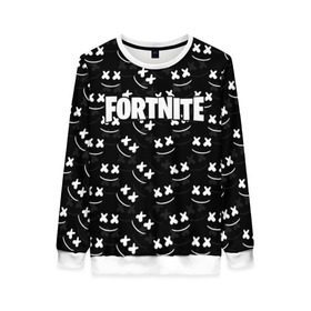 Женский свитшот 3D с принтом FORTNITE x MARSHMELLO в Рязани, 100% полиэстер с мягким внутренним слоем | круглый вырез горловины, мягкая резинка на манжетах и поясе, свободная посадка по фигуре | 2019 | armor | armour | cybersport | esport | fortnite | game | llama | logo | броня | игра | киберспорт | лама | фиолетовый | фирменные цвета | фортнайт