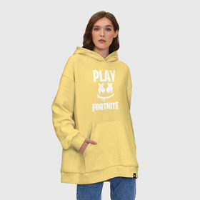 Худи SuperOversize хлопок с принтом FORTNITE x MARSHMELLO в Рязани, 70% хлопок, 30% полиэстер, мягкий начес внутри | карман-кенгуру, эластичная резинка на манжетах и по нижней кромке, двухслойный капюшон
 | 2019 | armor | armour | cybersport | esport | fortnite | game | llama | logo | броня | игра | киберспорт | лама | фиолетовый | фирменные цвета | фортнайт