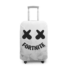 Чехол для чемодана 3D с принтом FORTNITE x MARSHMELLO в Рязани, 86% полиэфир, 14% спандекс | двустороннее нанесение принта, прорези для ручек и колес | 2019 | armor | armour | cybersport | esport | fortnite | game | llama | logo | броня | игра | киберспорт | лама | фиолетовый | фирменные цвета | фортнайт