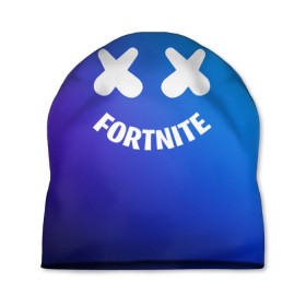 Шапка 3D с принтом FORTNITE x MARSHMELLO в Рязани, 100% полиэстер | универсальный размер, печать по всей поверхности изделия | 2019 | armor | armour | cybersport | esport | fortnite | game | llama | logo | броня | игра | киберспорт | лама | фиолетовый | фирменные цвета | фортнайт