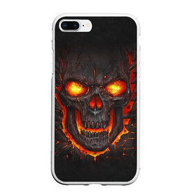 Чехол для iPhone 7Plus/8 Plus матовый с принтом Skull Lava в Рязани, Силикон | Область печати: задняя сторона чехла, без боковых панелей | dead | demon | devil | executioner | metal | punisher | rap | rock | satan | skull | swag | каратель | метал | палач | рок | скелет | череп