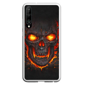 Чехол для Honor P30 с принтом Skull Lava в Рязани, Силикон | Область печати: задняя сторона чехла, без боковых панелей | dead | demon | devil | executioner | metal | punisher | rap | rock | satan | skull | swag | каратель | метал | палач | рок | скелет | череп