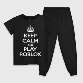 Детская пижама хлопок с принтом Keep Calm and Play Roblox в Рязани, 100% хлопок |  брюки и футболка прямого кроя, без карманов, на брюках мягкая резинка на поясе и по низу штанин
 | game | keep calm | logo | play roblox | roblox | детский | замолчи | заткнись | играй | кип калм | лого | логотип | надпись | ребенку | ребенок | роблокс