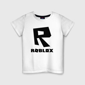 Детская футболка хлопок с принтом ROBLOX в Рязани, 100% хлопок | круглый вырез горловины, полуприлегающий силуэт, длина до линии бедер | game | gamer | logo | minecraft | roblox | simulator | игра | конструктор | лого | симулятор | строительство | фигура