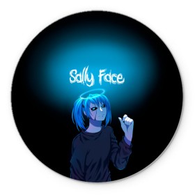 Коврик круглый с принтом Sally Face в Рязани, резина и полиэстер | круглая форма, изображение наносится на всю лицевую часть | blue | diane | face | fisher | gizmo | henry | johnson | killer | larry | sally | генри | гизмо | джонсон | диана | ларри | лицо | салли | фейс | фишер