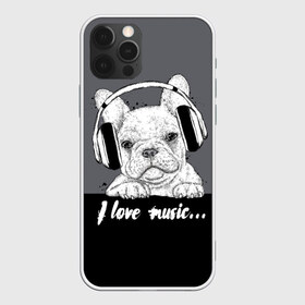 Чехол для iPhone 12 Pro Max с принтом I love music… в Рязани, Силикон |  | animal | black | breed | dog | drawing | fon | graphics | gray | head | headphones | i | inscription | look | love | music | muzzle | text | взгляд | голова | графика | животное | люблю | музыка | надпись | наушники | порода | рисунок | серый | со