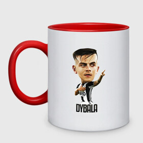 Кружка двухцветная с принтом Dybala в Рязани, керамика | объем — 330 мл, диаметр — 80 мм. Цветная ручка и кайма сверху, в некоторых цветах — вся внутренняя часть | champion | cr7 | cristiano | game | goal | italy | juventus | madrid | real | ronaldo | spain | team | буффон | гол | дибала | золотой мяч | игрок | испания | италия | криштиану | мадрид | португалия | реал | роналду | спорт | тренер | футбол | 