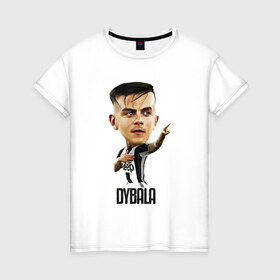 Женская футболка хлопок с принтом Dybala в Рязани, 100% хлопок | прямой крой, круглый вырез горловины, длина до линии бедер, слегка спущенное плечо | champion | cr7 | cristiano | game | goal | italy | juventus | madrid | real | ronaldo | spain | team | буффон | гол | дибала | золотой мяч | игрок | испания | италия | криштиану | мадрид | португалия | реал | роналду | спорт | тренер | футбол | 