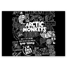 Поздравительная открытка с принтом Arctic Monkeys в Рязани, 100% бумага | плотность бумаги 280 г/м2, матовая, на обратной стороне линовка и место для марки
 | Тематика изображения на принте: arctic monkeys | алекс тёрнер | арктик манкиз | группы | джейми кук | инди | музыка | мэтт хелдерс | ник омэлли | постпанк | рок