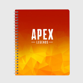 Тетрадь с принтом APEX LEGENDS в Рязани, 100% бумага | 48 листов, плотность листов — 60 г/м2, плотность картонной обложки — 250 г/м2. Листы скреплены сбоку удобной пружинной спиралью. Уголки страниц и обложки скругленные. Цвет линий — светло-серый
 | apex | apex legends | battle | battle royal | titanfall | апекс | апекс легендс | батл рояль | битва | война | королевская битва