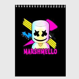 Скетчбук с принтом Marshmello в Рязани, 100% бумага
 | 48 листов, плотность листов — 100 г/м2, плотность картонной обложки — 250 г/м2. Листы скреплены сверху удобной пружинной спиралью | alone | beautiful now | disc | dj | jockey | marshmallow | американский | диджей | дискотека | маршмэллоу | продюсер