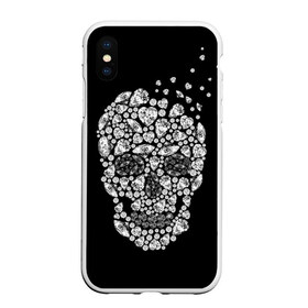 Чехол для iPhone XS Max матовый с принтом Diamond skull в Рязани, Силикон | Область печати: задняя сторона чехла, без боковых панелей | Тематика изображения на принте: background | black | death | diamond skull | drawing | graphics | hal | hearts | precious stones | symbol | wealth | богатство | бриллиантовый | графика | день мертвых | драгоценные | камни | мексика | праздник | рисунок | сердца | символ | фон |