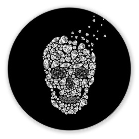 Коврик для мышки круглый с принтом Diamond skull в Рязани, резина и полиэстер | круглая форма, изображение наносится на всю лицевую часть | background | black | death | diamond skull | drawing | graphics | hal | hearts | precious stones | symbol | wealth | богатство | бриллиантовый | графика | день мертвых | драгоценные | камни | мексика | праздник | рисунок | сердца | символ | фон |