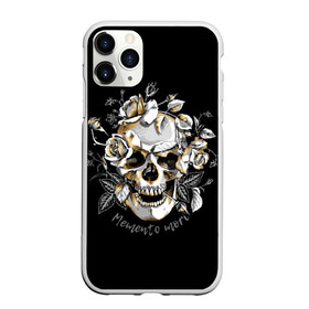 Чехол для iPhone 11 Pro Max матовый с принтом Memento mori в Рязани, Силикон |  | blac | death | drawing | flowers | graphics | head | ornament | patterns | remember | roses | skeleton | skull | symbol | голова | графика | надпись | орнамент | помни | рисунок | розы | символ | скелет | текст | узоры | фон | цветы | череп | чер