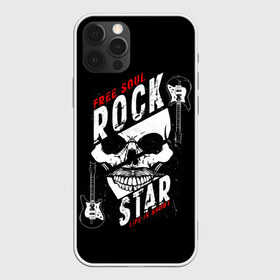 Чехол для iPhone 12 Pro Max с принтом Free soul rock star life is s в Рязани, Силикон |  | Тематика изображения на принте: free soul | hard | heavy | life | mus | music | rock | rock star | short | skull | гитары | графика | душа | жесткий | жизнь | инструменты | коротка | музыка | музыкальные | надпись | рисунок | рок | рок звезда | свободная | символ