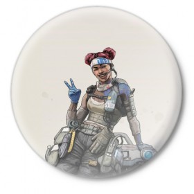 Значок с принтом Girl Apex Legends в Рязани,  металл | круглая форма, металлическая застежка в виде булавки | Тематика изображения на принте: 