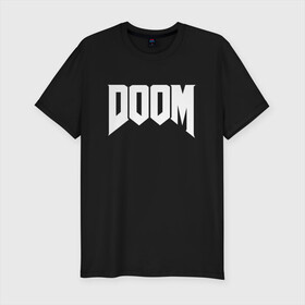 Мужская футболка хлопок Slim с принтом DOOM | ДУМ ЛОГО в Рязани, 92% хлопок, 8% лайкра | приталенный силуэт, круглый вырез ворота, длина до линии бедра, короткий рукав | devil | doom | hell | mark of the doom slayer | slayer | ад | гарнил | дум | знаки | иероглифы | компьютерные игры 2019 | преисподняя | символ | солдат