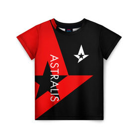 Детская футболка 3D с принтом ASTRALIS в Рязани, 100% гипоаллергенный полиэфир | прямой крой, круглый вырез горловины, длина до линии бедер, чуть спущенное плечо, ткань немного тянется | action | astralis | awp | counter strike | cs go | cs go global offensive | cybersport | faze clan | game | gamer | hyper beast | shooter | skin | team liquid | киберспорт | оружие | скины