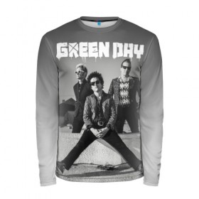 Мужской лонгслив 3D с принтом Green Day в Рязани, 100% полиэстер | длинные рукава, круглый вырез горловины, полуприлегающий силуэт | Тематика изображения на принте: green day | greenday | punk | rock | грин дэй | группы | музыка | панк | рок