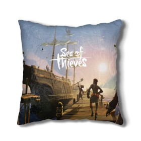 Подушка 3D с принтом Sea of Thieves в Рязани, наволочка – 100% полиэстер, наполнитель – холлофайбер (легкий наполнитель, не вызывает аллергию). | состоит из подушки и наволочки. Наволочка на молнии, легко снимается для стирки | Тематика изображения на принте: blade | captain | game | hat | ken | pirate | sea of thieves | snake | sword | tatoo | woman | игры | пираты