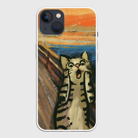 Чехол для iPhone 13 с принтом Крик котика в Рязани,  |  | cat | картина | кот | котик | котики | коты | котэ | кошак | крик | мем | приколы