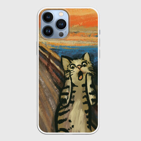 Чехол для iPhone 13 Pro Max с принтом Крик котика в Рязани,  |  | Тематика изображения на принте: cat | картина | кот | котик | котики | коты | котэ | кошак | крик | мем | приколы