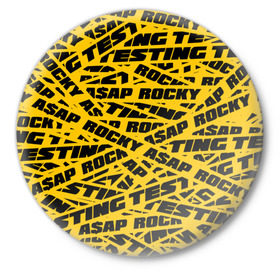 Значок с принтом ASAP ROCKY в Рязани,  металл | круглая форма, металлическая застежка в виде булавки | america | asap | asap rocky | black rap | music | rap | raper | testing | usa | америка | асап | асап роки | зарубежная музыка | музыка | музыкант | реп | репер | сша | тестин | черный реп