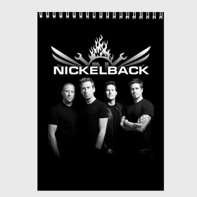 Скетчбук с принтом Nickelback в Рязани, 100% бумага
 | 48 листов, плотность листов — 100 г/м2, плотность картонной обложки — 250 г/м2. Листы скреплены сверху удобной пружинной спиралью | dark horse | feed the machine | nickelback | no fixed adress | группы | метал | музыка | никлбэк | рок | хард рок | чед крюгер