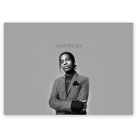 Поздравительная открытка с принтом A$AP ROCKY в Рязани, 100% бумага | плотность бумаги 280 г/м2, матовая, на обратной стороне линовка и место для марки
 | aap | asap | mob | rap | rocky | testing | альбом | американский | асап | банда | моб | раким | реп | роки | рэп | рэпер | тестинг | эйсап | эсап