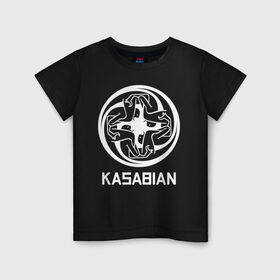 Детская футболка хлопок с принтом Kasabian в Рязани, 100% хлопок | круглый вырез горловины, полуприлегающий силуэт, длина до линии бедер | Тематика изображения на принте: kasabian | группы | касабиан | касейбиан | крис эдвардс | музыка | рок | рок группы | серджио пиццорно | том мейган