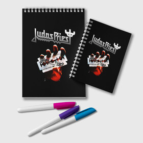 Блокнот с принтом Judas Priest в Рязани, 100% бумага | 48 листов, плотность листов — 60 г/м2, плотность картонной обложки — 250 г/м2. Листы скреплены удобной пружинной спиралью. Цвет линий — светло-серый
 | judas priest | metal | rock | группы | метал | музыка | рок | хард рок | хэви метал