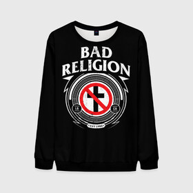 Мужской свитшот 3D с принтом Bad Religion в Рязани, 100% полиэстер с мягким внутренним слоем | круглый вырез горловины, мягкая резинка на манжетах и поясе, свободная посадка по фигуре | bad religion | hardcore | punk | группы | музыка | панк | панк рок | рок