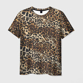 Мужская футболка 3D с принтом Леопард в Рязани, 100% полиэфир | прямой крой, круглый вырез горловины, длина до линии бедер | camouflage | cat | disguise | fashion | illustration | jungle | leopard | predator | skin | spots | style | wild | youth | графика | джунгли | дикий | иллюстрация | камуфляж | картинка | кошка | леопард | маскировка | мода | молодежная | пятна | рисунок |